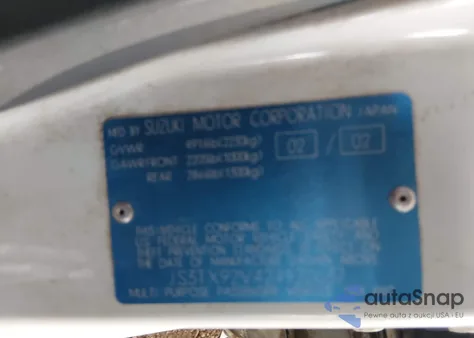 2002 Suzuki Xl-7 Limited/Plus/Standard/Touring из США, поврежденный, VIN JS3TX92V424122637